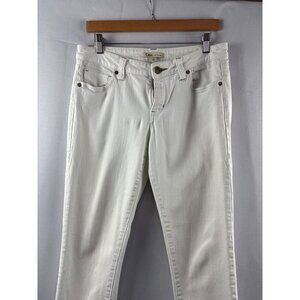 Cabi White Denim Jeans Womens Size 6 Embroidered Back Pockets Slim Fit